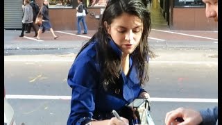 SNL comedian Cecily Strong arriving on the Today Show and signing for fans [upl. by Yecal]