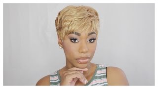 QUICK WEAVE Blonde Pixie Hair TutorialChimereNicole [upl. by Nadda805]