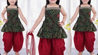 Kids top and Dhoti cutting and stitching4 to 5 year baby girl top with Dhoti Salwar [upl. by Kemp954]