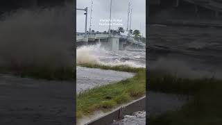 Matlacha Bridge  Hurricane Helene florida tropicalcyclone pineisland storm hurricane waves [upl. by Eurydice]