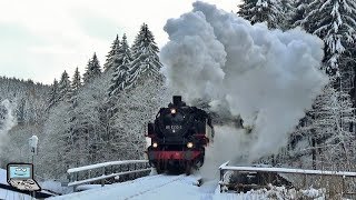 Weihnachtsdampf im Erzgebirge 🔹 Nostalgie auf der Schiene in bergiger Schneelandschaft [upl. by Owiat411]