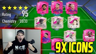 EA FC 24 FIFA 24 WELTREKORD 9x ICONS in 129 Rated Full ICON Fut Draft Challenge Ultimate Team [upl. by Yrrac]