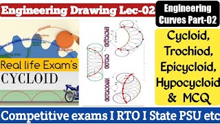 Engineering Drawing Lec 02 I Cycloidal Group of Curves I Trochoid I Epicycloid I Hypocycloid I MCQ [upl. by Esineg]