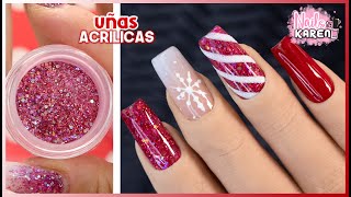 Uñas ACRILICAS ROJO NAVIDAD  Efecto Caramelo  NailsByKaren [upl. by Trinetta]