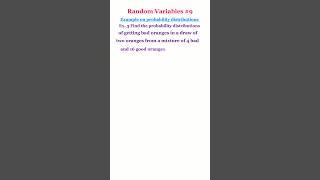 Random Variables9  example on probability distributions  maths mathematics statistics [upl. by Annaehs]