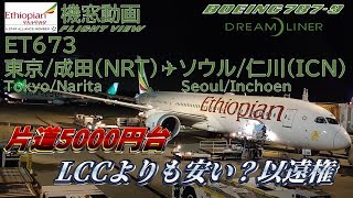 【機窓展望Flight View】エチオピア航空 Ethiopian Airlines ET673 東京成田TokyoNaritaNRT→ソウル仁川SeoulIncheonICN [upl. by Yart839]