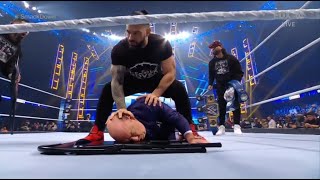 Roman Reigns Attacks Paul Heyman Brock Lesnar Saves  SmackDown 121721 [upl. by Kubis]