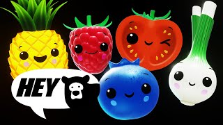 Hey Bear Sensory  Fruit Salad Dance Party  Counting 1 to 10  Fun animation with music [upl. by Dorice]