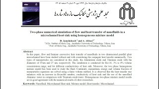 1 Twophase numerical simulation of flow and heat transfer of nanofluids in a microchannel heat sink [upl. by Mcnally]