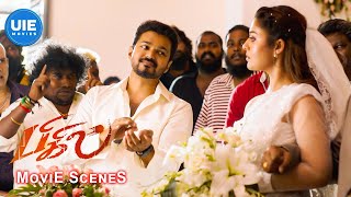 Bigil Movie Scenes  Vijay intervenes in Nayantharas wedding creating chaos  Vijay  Nayanthara [upl. by Sualokcin783]