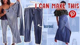 DIY jeans denim Maxi Skirt  Upcycle My Dream Pinterest Wardrobe [upl. by Erwin]