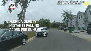 Florida deputy mistakes falling acorn for gunshot fires into patrol car with handcuffed man inside [upl. by Ahsekad]