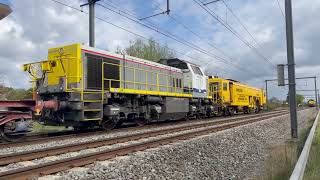 Vertrek HLR 7709 en 7710 met tremels en aan de staart een onderstopper te Buggenhout [upl. by Michelsen]