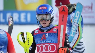 Mikaela Shiffrin 🇺🇸  Lienz women slalom Dec 29 2023 both runs  post race interview sheskis [upl. by Elok]