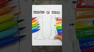 Brush pen VS acrylic paint rainbow dress paint art 🌈 shorts viral art suhema art [upl. by Arretal]