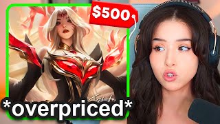 Pokimane Reacts To Fakers 500 Skin [upl. by Ardnoid]