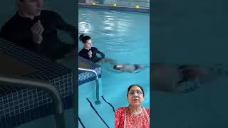 10 month old baby during 4th week of Infant aquatics class  fall backwards challenge shortsfeed [upl. by Enrev]