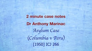 Asylum Case Colombia v Peru Customary international law [upl. by Efal]