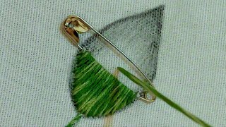 Amazing leaf hand embroidery design latest leaf hand embroidery using safety pin [upl. by Anigroeg12]