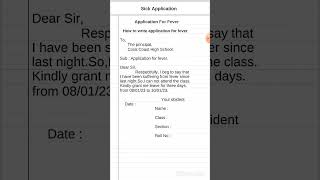 application for fever leave applicationwriting [upl. by Chevalier266]