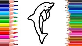 How to draw a dolphin easy [upl. by Bastian]