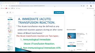 Acute Blood transfusion Reactions  Blood Banking  Transfusion Reactions complications  Lec 1 [upl. by Wichern]