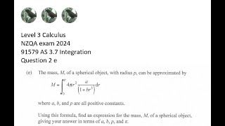 NCEA Level 3 Calculus 2024 Integration Q 2 e [upl. by Nosnehpets]