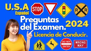 2024 ACTUAL EXAMEN TEORICO DE MANEJO EN ESPAÑOLLICENCIA DE CONDUCIR EN USA [upl. by Ytsim]