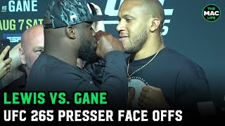 Derrick Lewis takes title belt during face off with Ciryl Gane  UFC 265 Press Conference [upl. by Aneehsak]