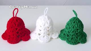 CROCHET TUTORIAL 🎄 CAMPANA NAVIDEÑA A CROCHET  Adornos navideños Campanas de Navidad [upl. by Ahsenev980]