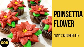 Buttercream Flower wo Nozzle  Christmas Poinsettia Flower  Chocolate Cupcakes [upl. by Dihgirb102]