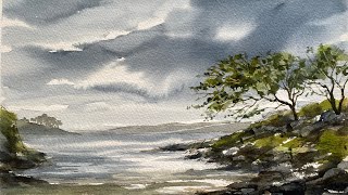 BEGINNERS Loose STORM IRISH Watercolor Landscape Painting Ink amp Wash TECHNIQUES Watercolour Tutorial [upl. by Hamburger413]