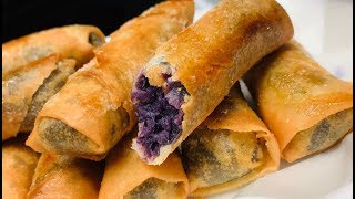 Turon Ube  Halayang Ube Turon  Caramelized Purple Yam Rolls [upl. by Gerk365]