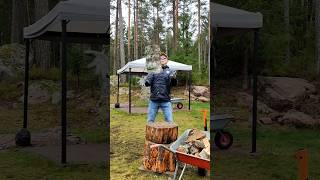 Chopping firewood in Finland  big birch log  this is heavy axe [upl. by Olethea]