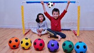 Learn Colors Playing with Soccer Ball and Sports Toy for Children [upl. by Lydell]