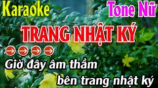 Trang Nhật Ký Karaoke Tone Nữ  Karaoke Thanh Kiệt Beat Mới [upl. by Temme]