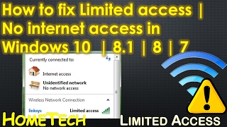 Fix Unidentified Network  No Internet Access Limited Access WiFi Network Windows 10  81  7 [upl. by Ecnerwaled]