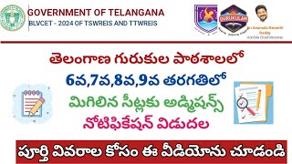 Telangana Gurukulam admission notification  BLVCET2024  6th 7th 8th 9th Class admission 2024 [upl. by Cheadle]