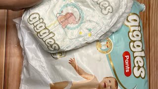 Giggles pant style diaperGiggles diaperBaby diaperPant diaperGiggle diaper review [upl. by Egiaf]