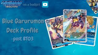 OnlyBudget Digimon TCG  Blue Garurumon Deck Profile post BT03 [upl. by Cattan]