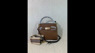 Tory Burch Tigers Eye Pebbled Leather Lee Radziwill Petite Double Bag [upl. by Seebeck198]