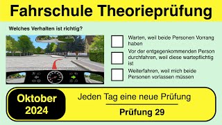 🚘 Führerschein Theorieprüfung Klasse B 🚗 Oktober 2024  Prüfung 29🎓📚 [upl. by Kavanagh]