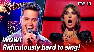 TOP 10  HARDEST SONGS to sing in the Blind Auditions of The Voice [upl. by Jahn]