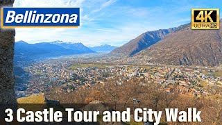 Bellinzona 3 Castles Tour and City Walk Switzerland 4K [upl. by Salisbury]