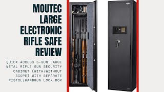 Moutec Large Electronic Rifle Safe Quick Access 5 Gun Large Metal Rifle Gun Security Cabinet Review [upl. by Maxim]