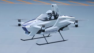 Toyotas SkyDrive  the 1st human piloted quotdronequot is here [upl. by Aissela]