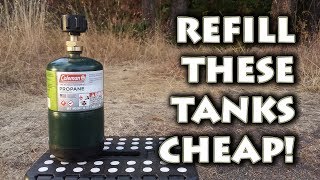 HOW TO REFILL Coleman Propane 1lb Fuel Cylinder Canister Tanks Bottles DIY For DIRT CHEAP [upl. by Eekcaj669]