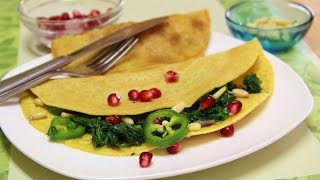 Vegan Spinach Jalapeno Omelette Cheela or Chilla Recipe  Perfect Protein Iron Breakfast [upl. by Sokim]