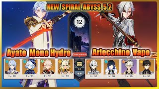 New Spiral Abyss 52 Floor 12  C0 Ayato Xilonen and C0 Arlecchino  9 Stars [upl. by Skricki31]