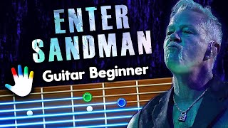 Enter Sandman Guitar Lessons for Beginners Metallica Tutorial  Easy Chords  Lyrics  Backing Track [upl. by Airad398]